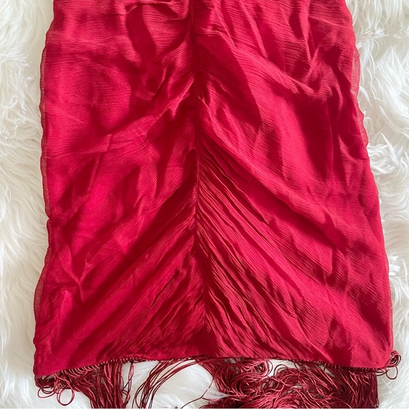 Vineet Bahl Anthropologie Red Sleeveless V-Neck Fringe Maxi Dress NWT Medium - Picture 12 of 16